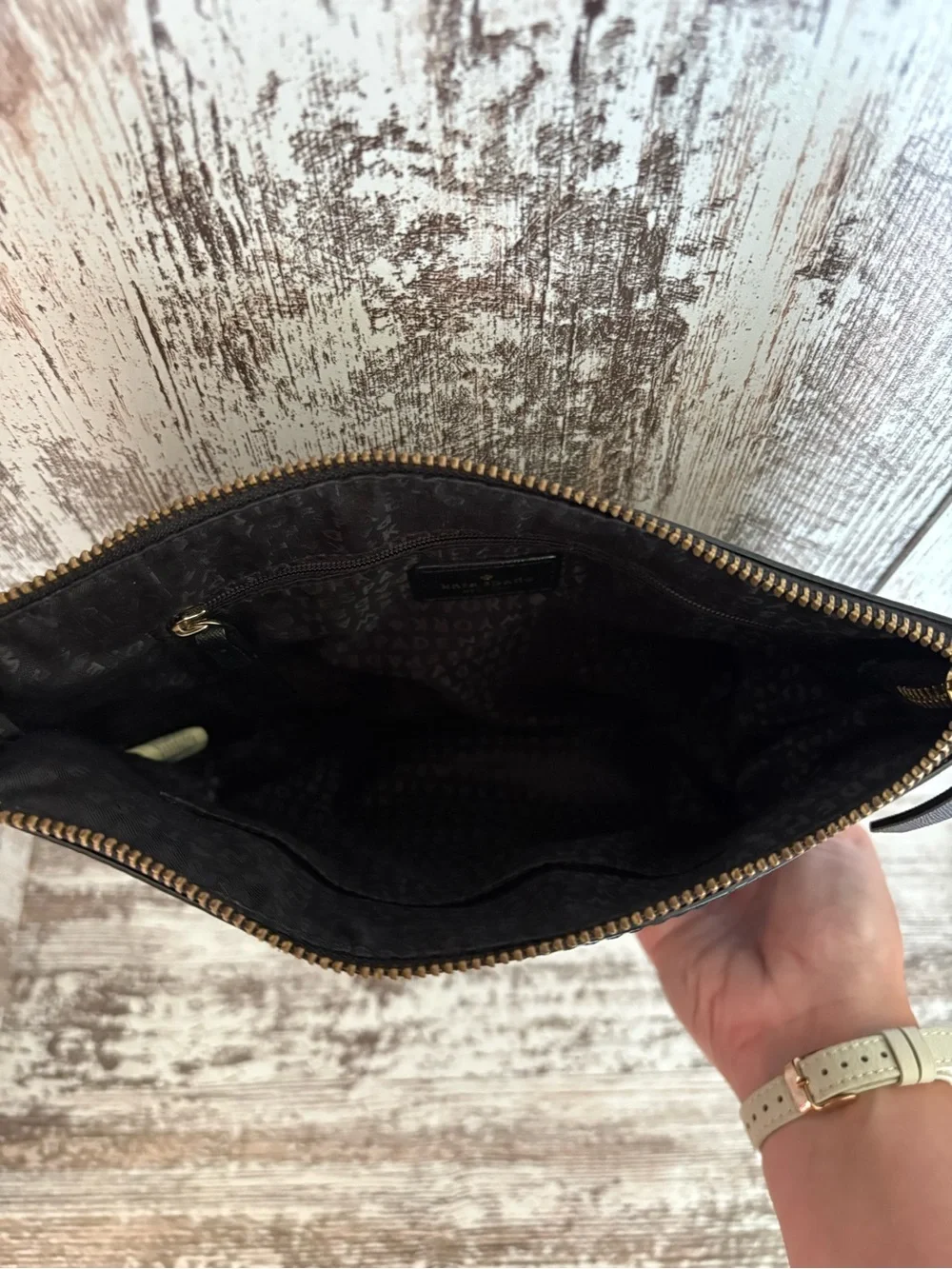 kate spade Black Saffiano Crossbody with Front Zip